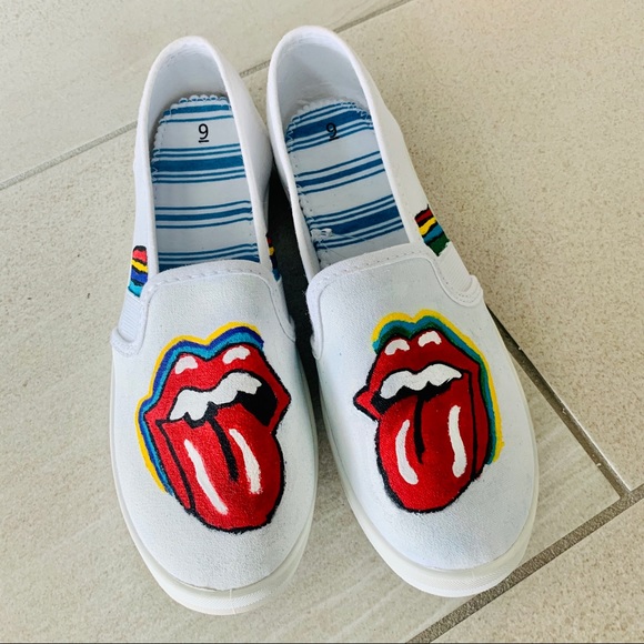 Hand painted tongue slip ons - Picture 2 of 7